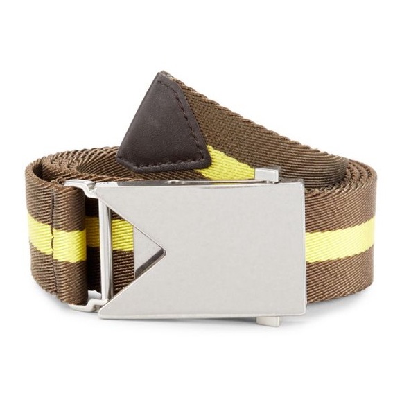 NWT Unisex One Size Bottega Veneta Leather-trim Grosgrain Stripe Belt In Brown - Picture 4 of 10